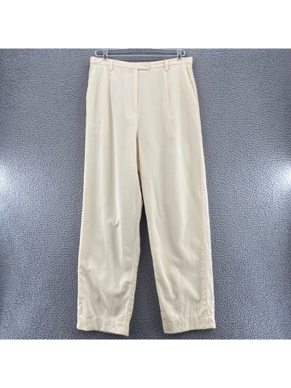 Pendleton Pants Womens 12 Cream Wool Twill Straight Leg Trousers Stretch Pocket